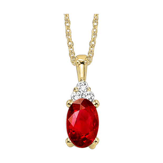 Lady's Yellow 10 Karat Garnet & Diamond Necklace W