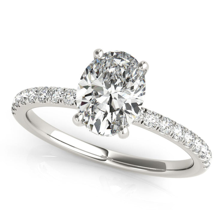 White Platinum Oval Diamond Engagement Ring