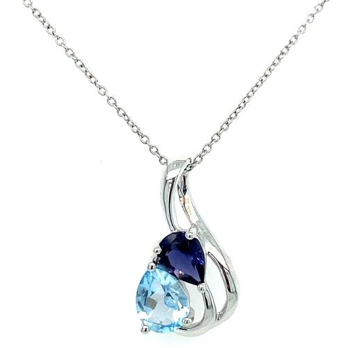 Sterling Silver Blue Topaz & Iolite Pendant