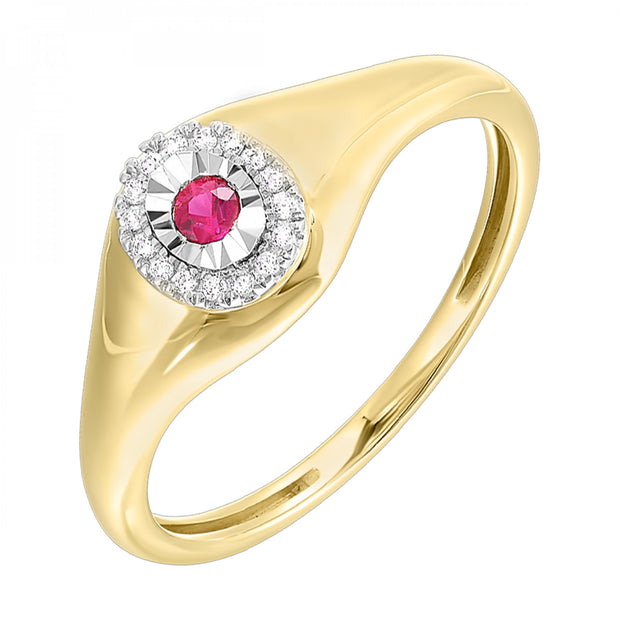 Lady's Yellow 14 Karat Ruby & Diamond Fashion Ring