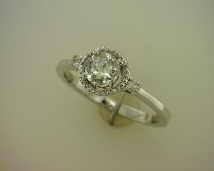 Lady's White 10 Karat White Topaz & Diamond Ring W - Van Drake Jewelers