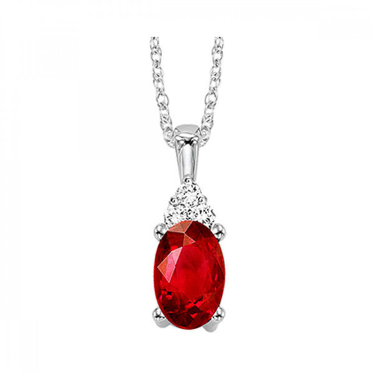 Lady's White 10 Karat Garnet & Diamond Necklace Wi