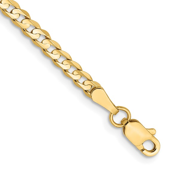 Yellow 14 Karat Open Concave Curb Bracelet Length