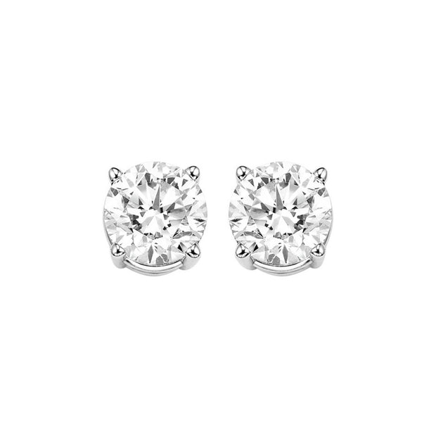 Lady's White 14 Karat Stud Earrings With 2=1.16Tw - Van Drake Jewelers