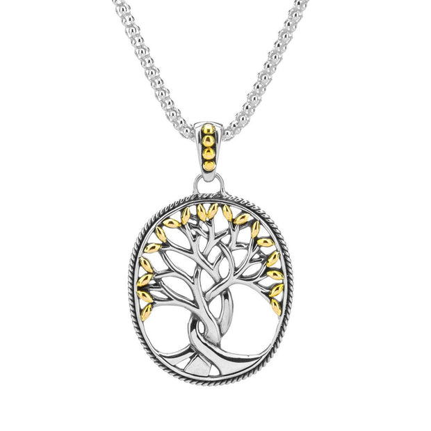 Sterling Silver/18K Tree Of Life Pendant - Van Drake Jewelers