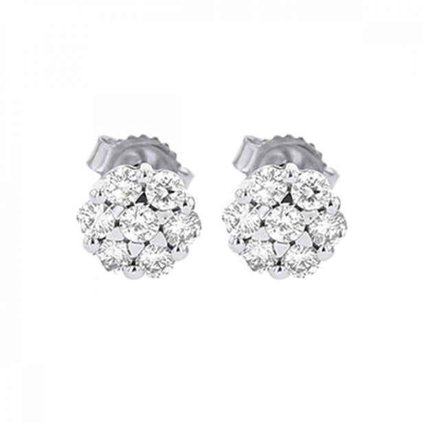 Lady's White 14 Karat Diamond Bouquets Earrings Wi - Van Drake Jewelers