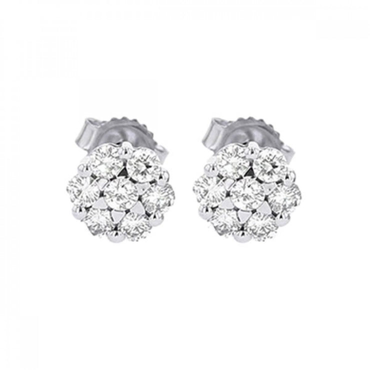 Lady's White 14 Karat Diamond Bouquets Earrings