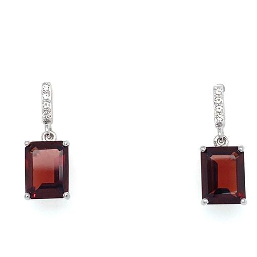 Sterling Silver Garnet & White Topaz Earrings