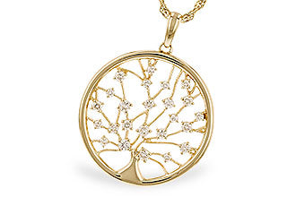 Yellow 14 Karat Tree Of Life Pendant/Necklace With