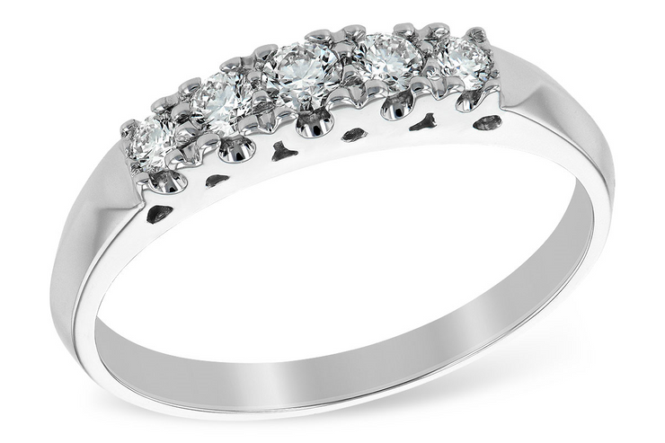 White 14 Karat 5 Stone Anniversary Ring With 5 = 0