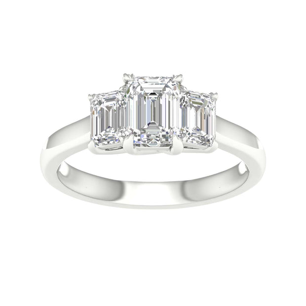 White 14 Karat 3 Stone Ring Size 7 With 3=2.14Tw E - Van Drake Jewelers