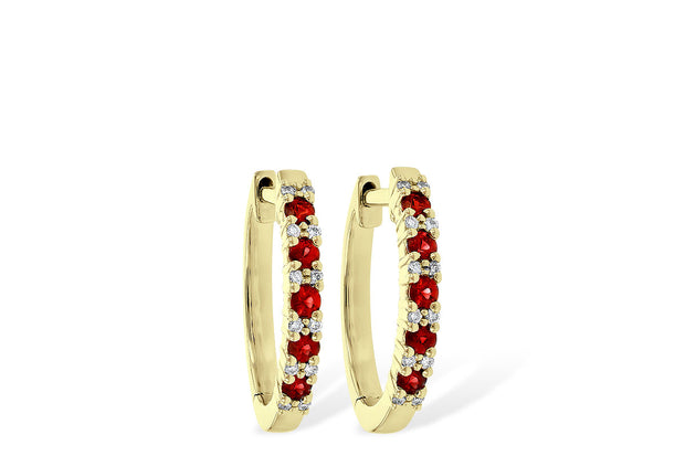 White 14 Karat Ruby & Diamond Earrings With 10=0.2