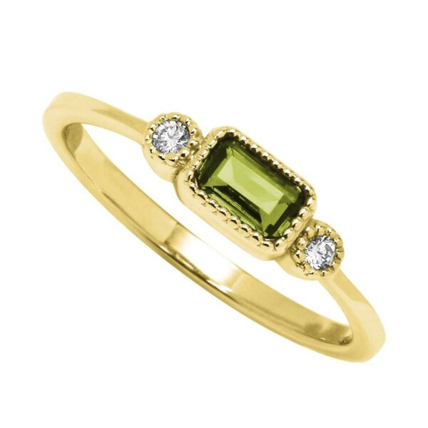 Yellow 10 Karat Ring With One = 5.00X3.00Mm Emeral