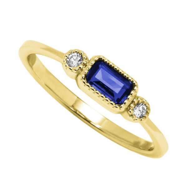 Yellow 10 Karat Ring With One = 5.00X3.00Mm Emeral