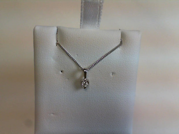 White 10 Karat Pendant/Necklace With One 0.04Ct Ro - Van Drake Jewelers