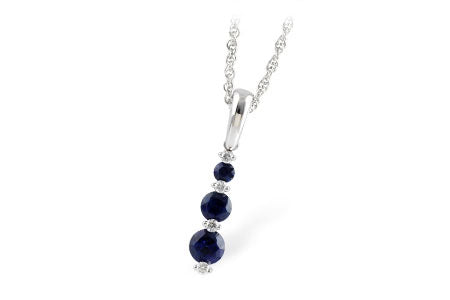 Lady's White 14 Karat Sapphire & Diamond Necklace