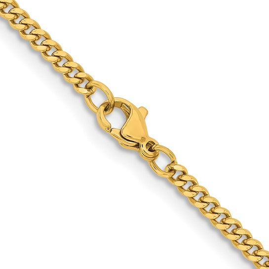 Yellow Stainless Steel 3Mm Curb Chain Length 22