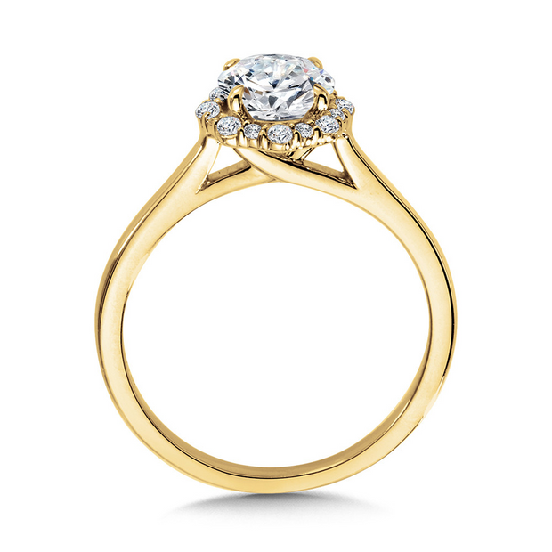 Yellow 14 Karat Blooming Halo Ring With One = 2.02