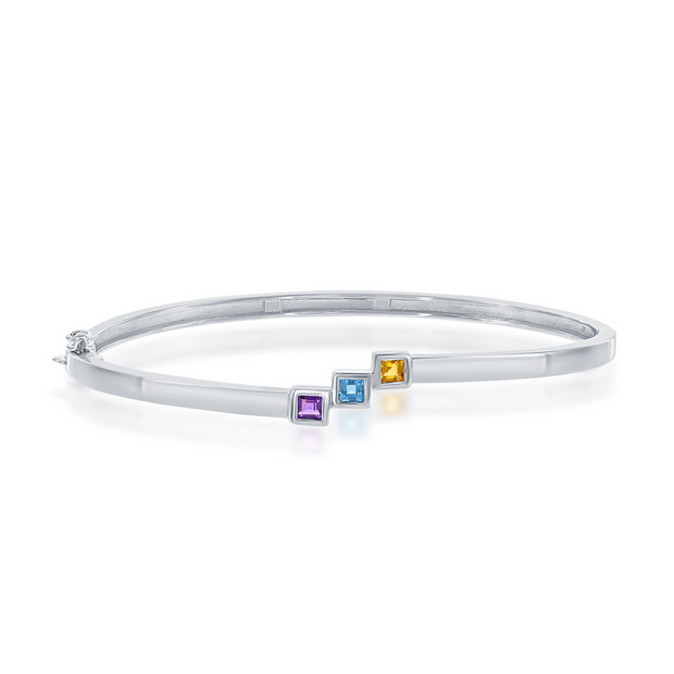Sterling Silver Amethyst, Blue Topaz & Citrine Ban