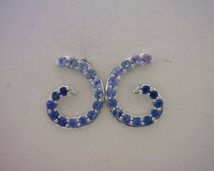 White 14 Karat 0.78Cttw Graduated Blue Sapphire Ea - Van Drake Jewelers