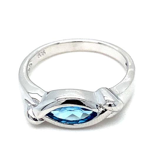 Lady's Sterling Silver Blue Topaz Ring