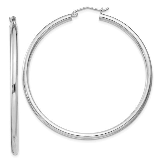 Sterling Silver 2.5Mm X 50Mm Tubular Hoop Earring - Van Drake Jewelers