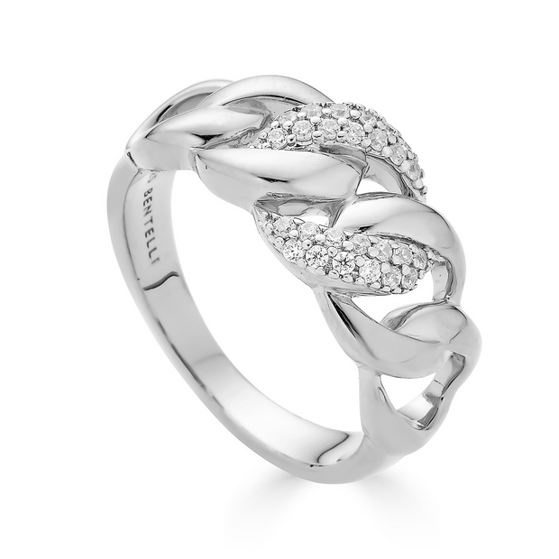 Lady's Sterling Silver White Sapphire Ring