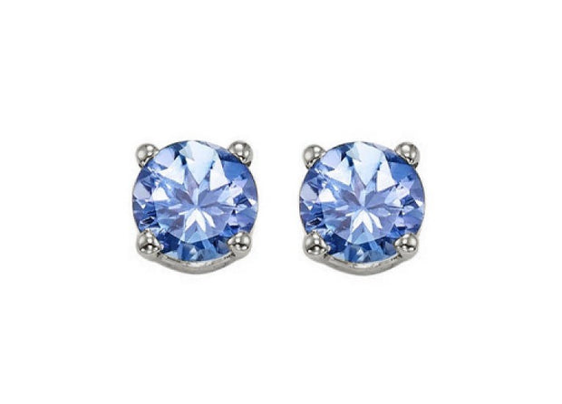 White 14 Karat 4Mm Tanzanite Stud Earrings