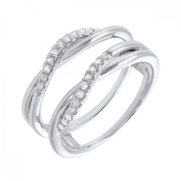 Lady's White 14 Karat Wrap Wedding Ring With 22=0. - Van Drake Jewelers