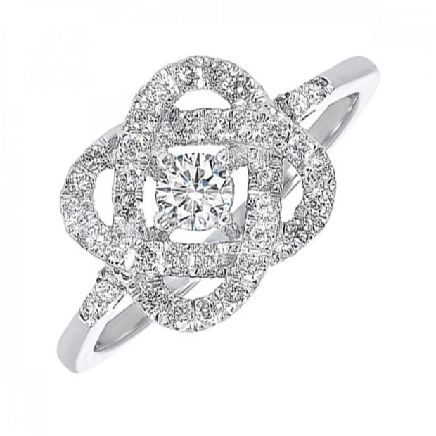 Lady's White 14 Karat Love's Crossing Ring With 39