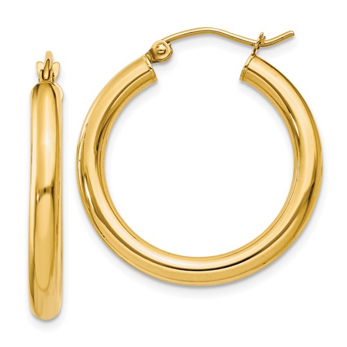 Yellow 14 Karat 3Mm Hoop Earrings