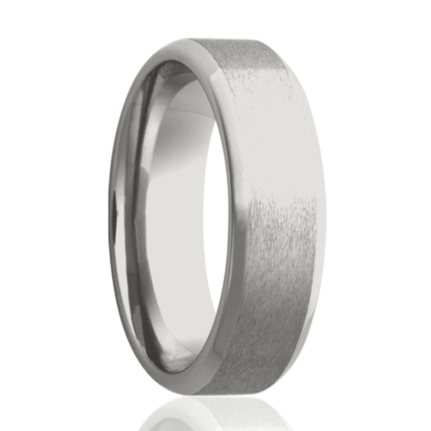 Cobalt Satin Center 7Mm Beveled Edge Ring Size 8.5 - Van Drake Jewelers