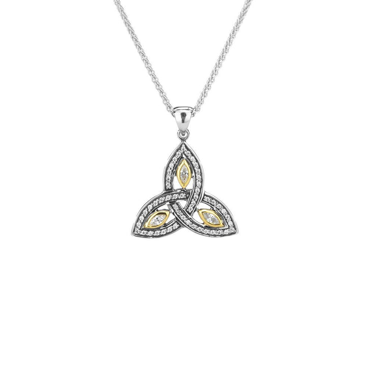 Sterling Silver/10K Small Trinity Pendant W/Cz Ne - Van Drake Jewelers