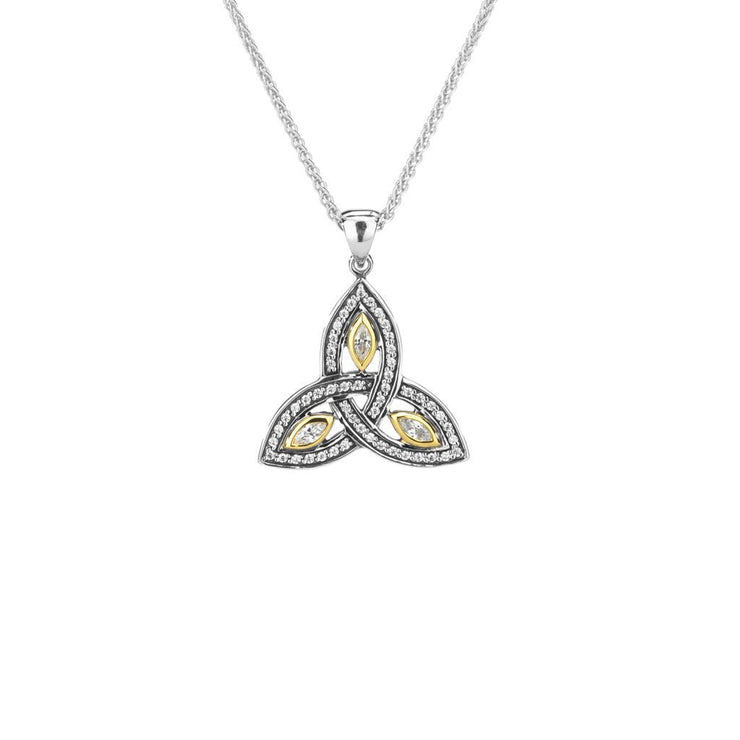 Sterling Silver/10K Small Trinity Pendant  W/Cz Ne