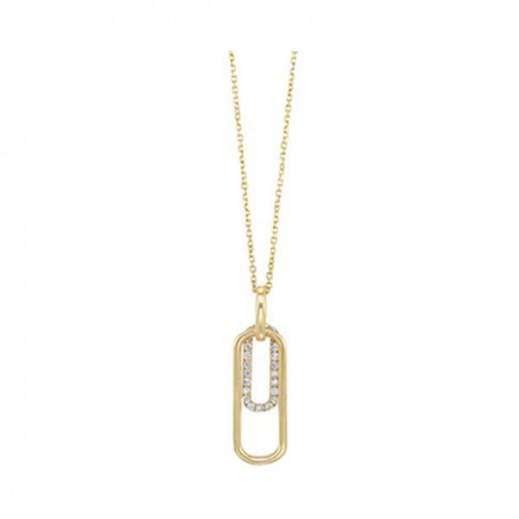 Yellow 10 Karat Paper Clip Pendant/Necklace With 2 - Van Drake Jewelers