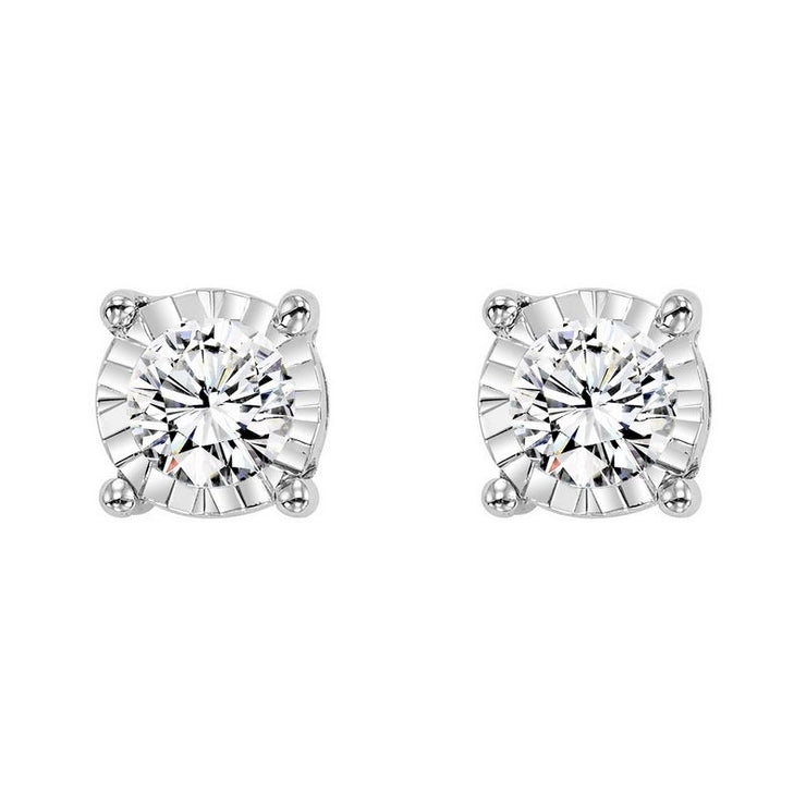 Lady's White 14 Karat Tru-Reflection Stud Earrings