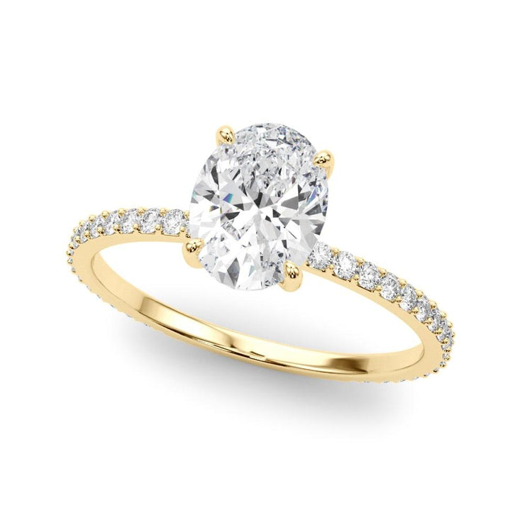 14K Yellow Gold Oval Diamond Halo Engagement Ring