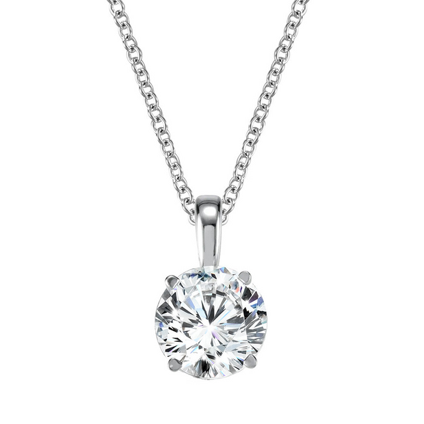 White 14 Karat Solitaire Pendant/Necklace With One