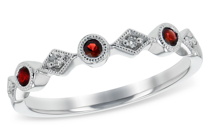 White 14 Karat Ruby & Diamond Fashion Ring With 3