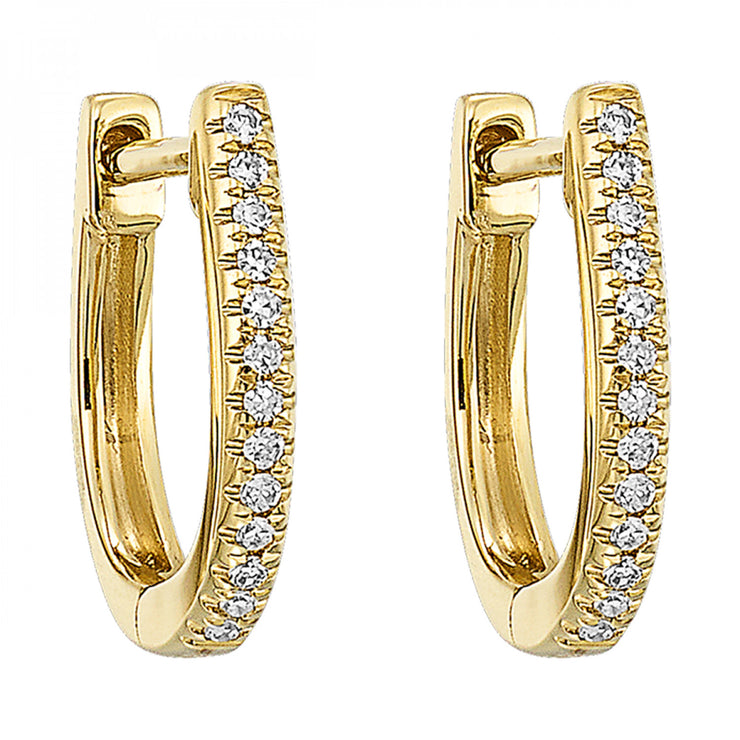 Lady's Yellow 14 Karat Diamond Huggie Earrings Wit