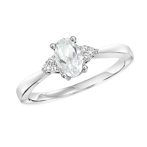 Lady's White 10 Karat White Topaz & Diamond Ring