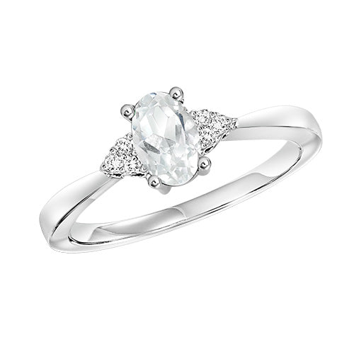 Lady's White 10 Karat White Topaz & Diamond Ring W
