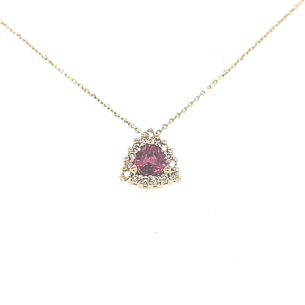 Lady's Yellow 14 Karat Ruby & Diamond Necklace Wit - Van Drake Jewelers