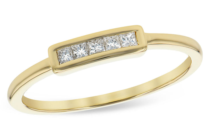 Lady's Yellow 14 Karat Ring With 5=0.11Tw Princess - Van Drake Jewelers