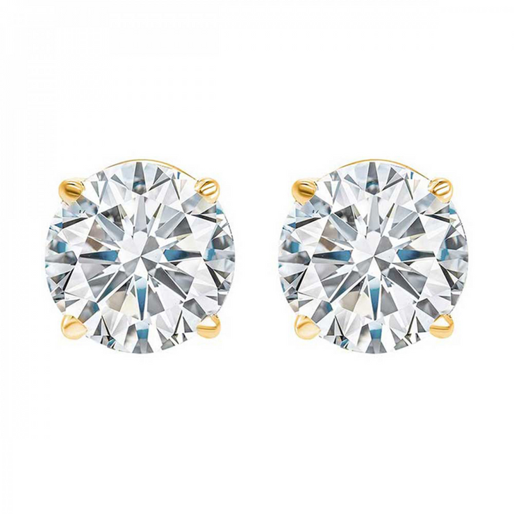 Lady's Yellow 14 Karat Stud Earrings With 2 = 0.25