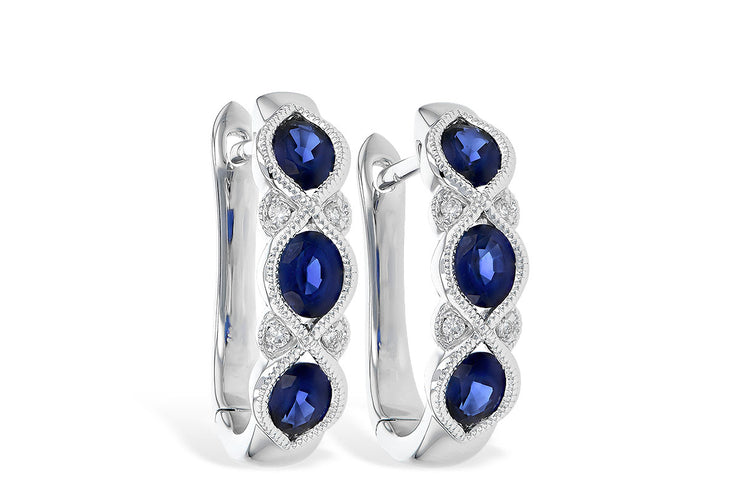 White 14 Karat Sapphire & Diamond Earrings With 6=