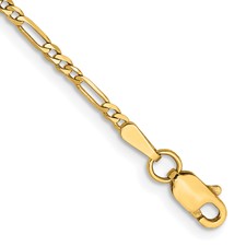 Yellow 14 Karat 1.8Mm Flat Figaro Bracelet Length