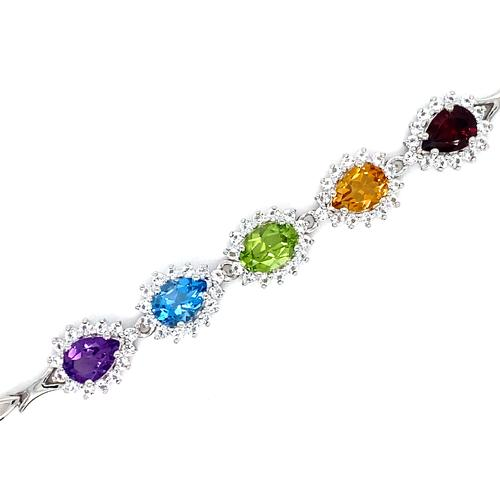 Sterling Silver Garnet, Citrine, Peridot, Blue Top