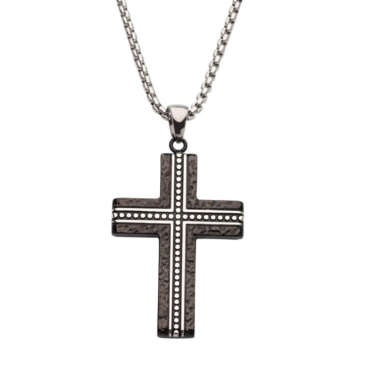 Black Stainless Steel Blacksmith Hammered Cross Wi