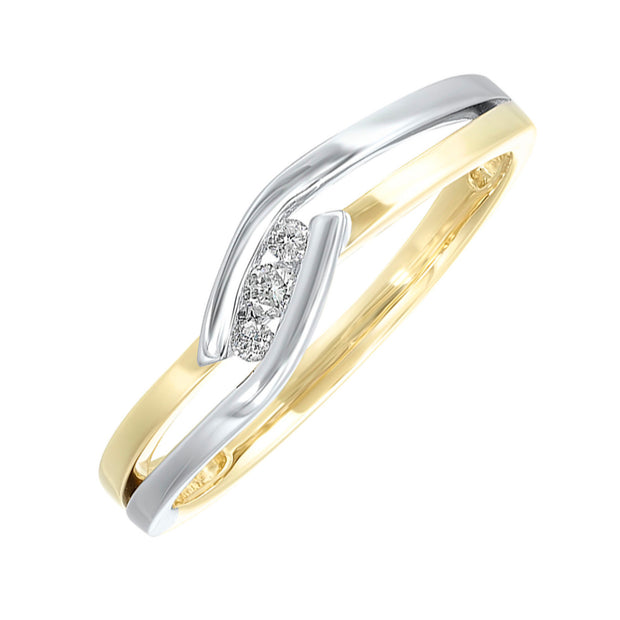 Lady's Two-Tone 10 Karat Ring With 3=0.05Tw Round